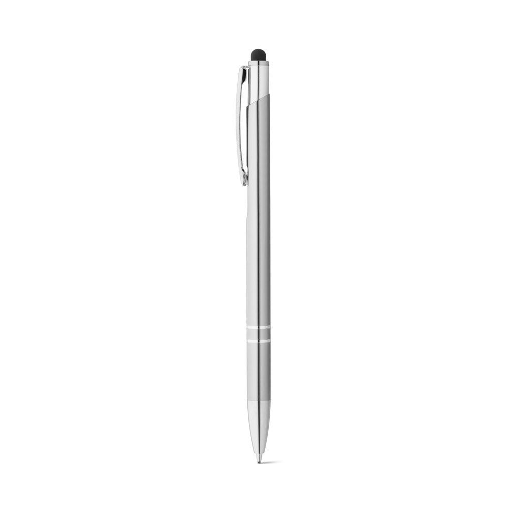 GALBA promotional pen in satin silver with custom logo branding