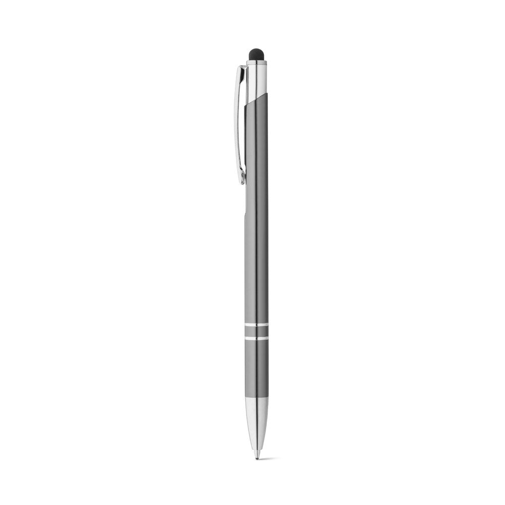 GALBA promotional pen in gun metal with custom logo branding