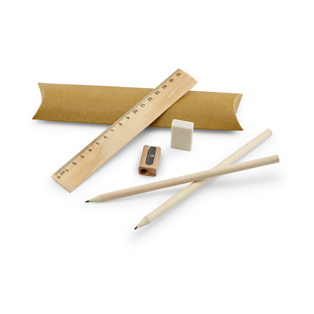 RHOMBUS promotional writing set (complete set view) with custom logo branding