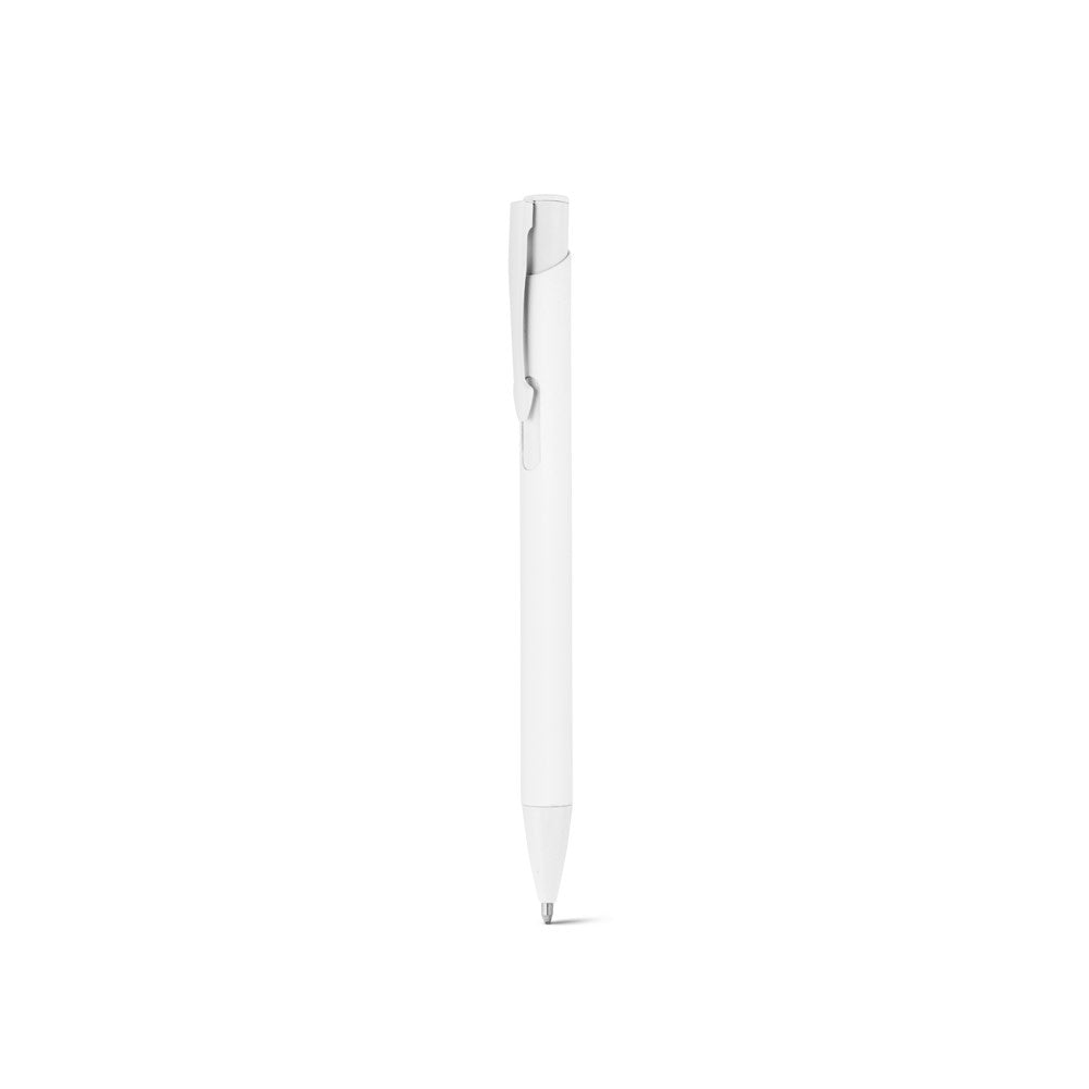 CLINT promotional pen in white (detail view) with custom logo branding