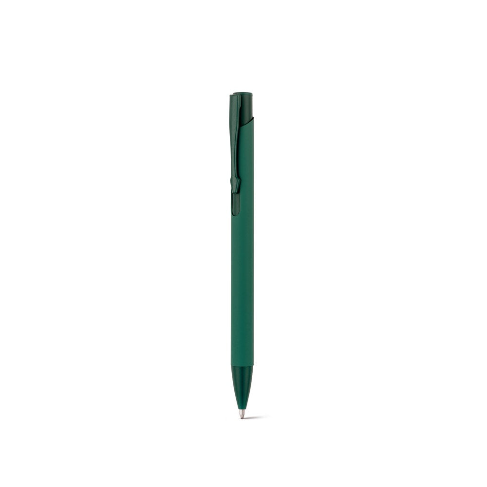 CLINT promotional pen in dark green (detail view) with custom logo branding