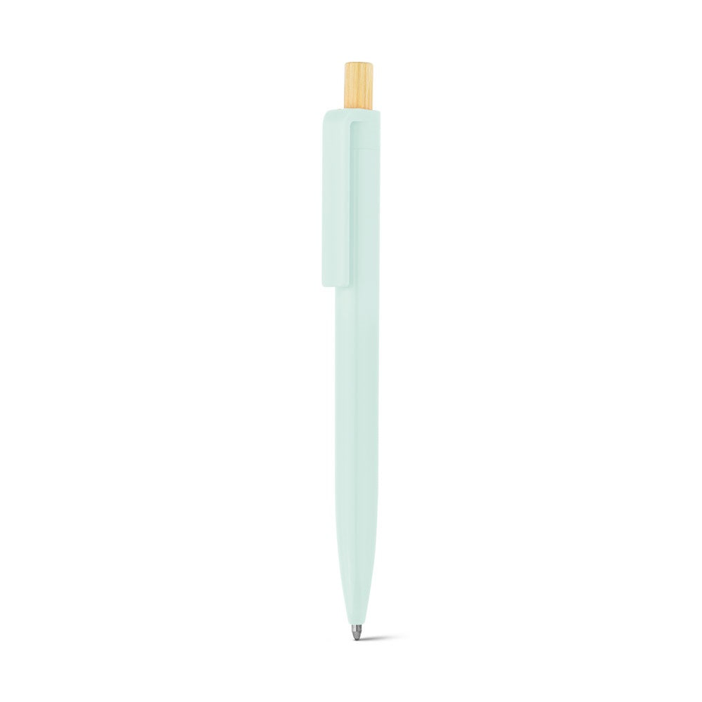 ZARA promotional pen in pastel green (detail view) with custom logo branding