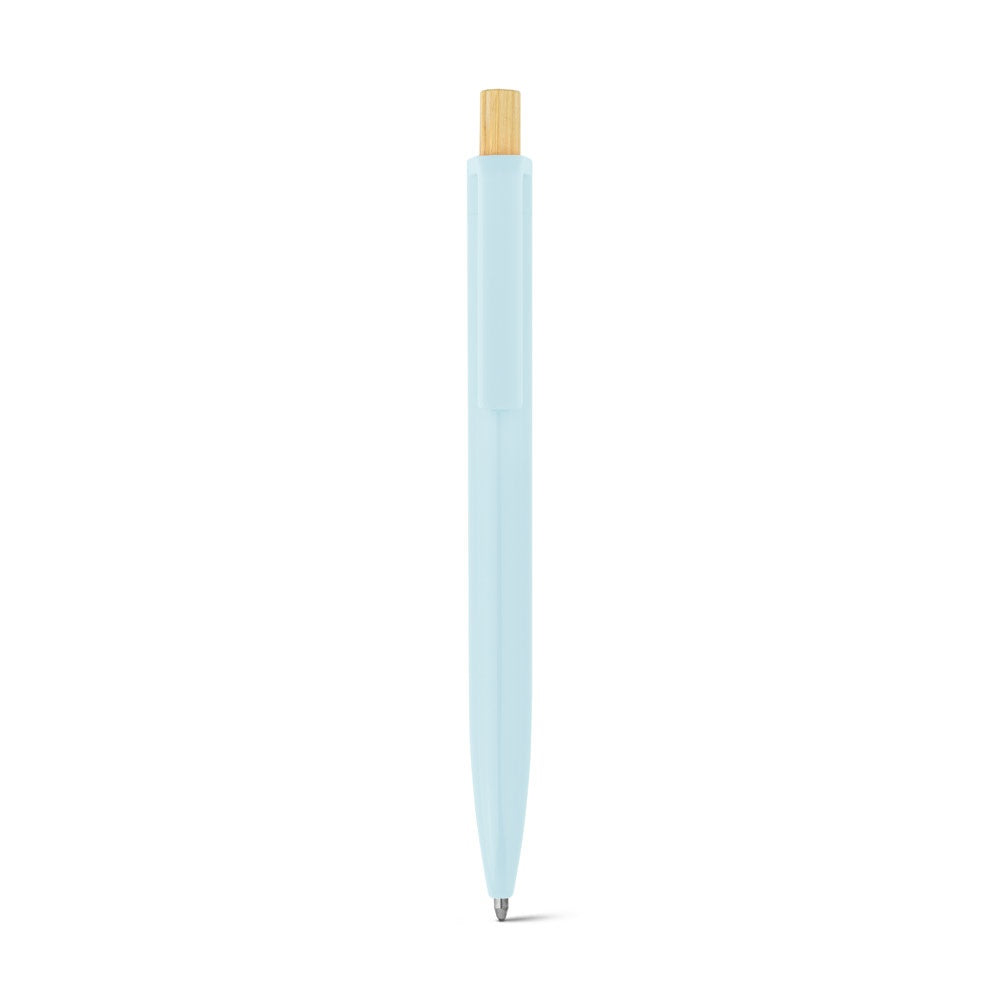ZARA promotional pen in pastel blue (detail view) with custom logo branding