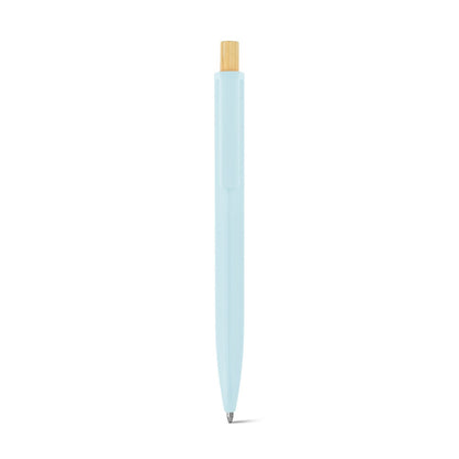 ZARA promotional pen in pastel blue (detail view) with custom logo branding