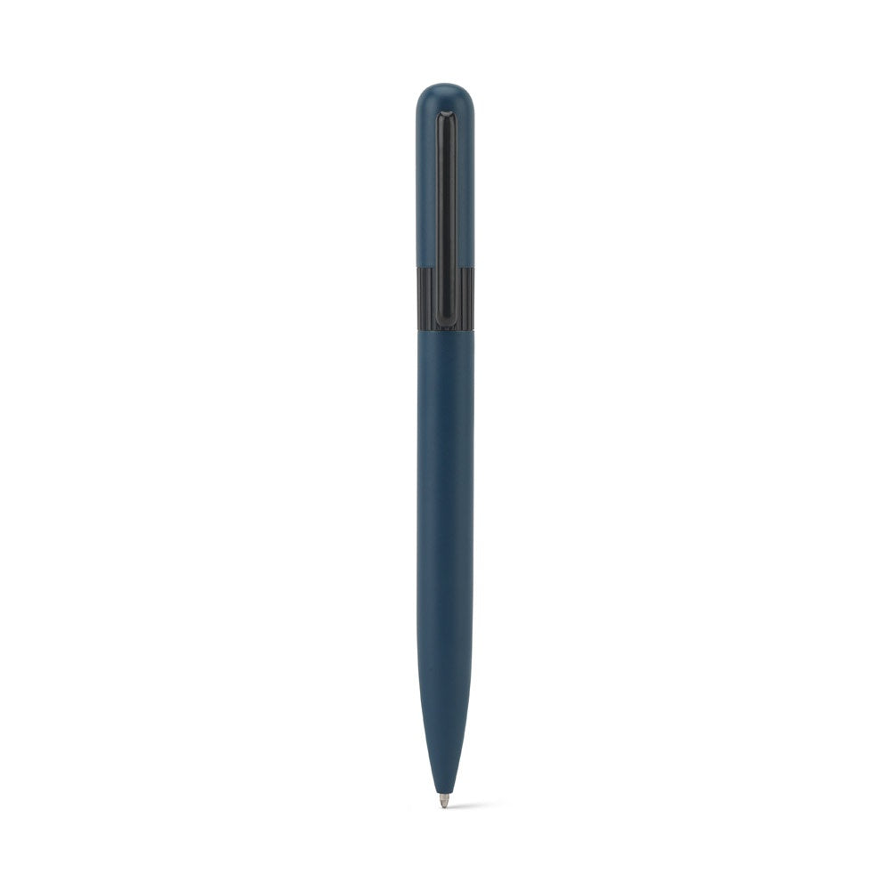 ELSIE ROUND promotional pen in blue (detail view) with custom logo branding