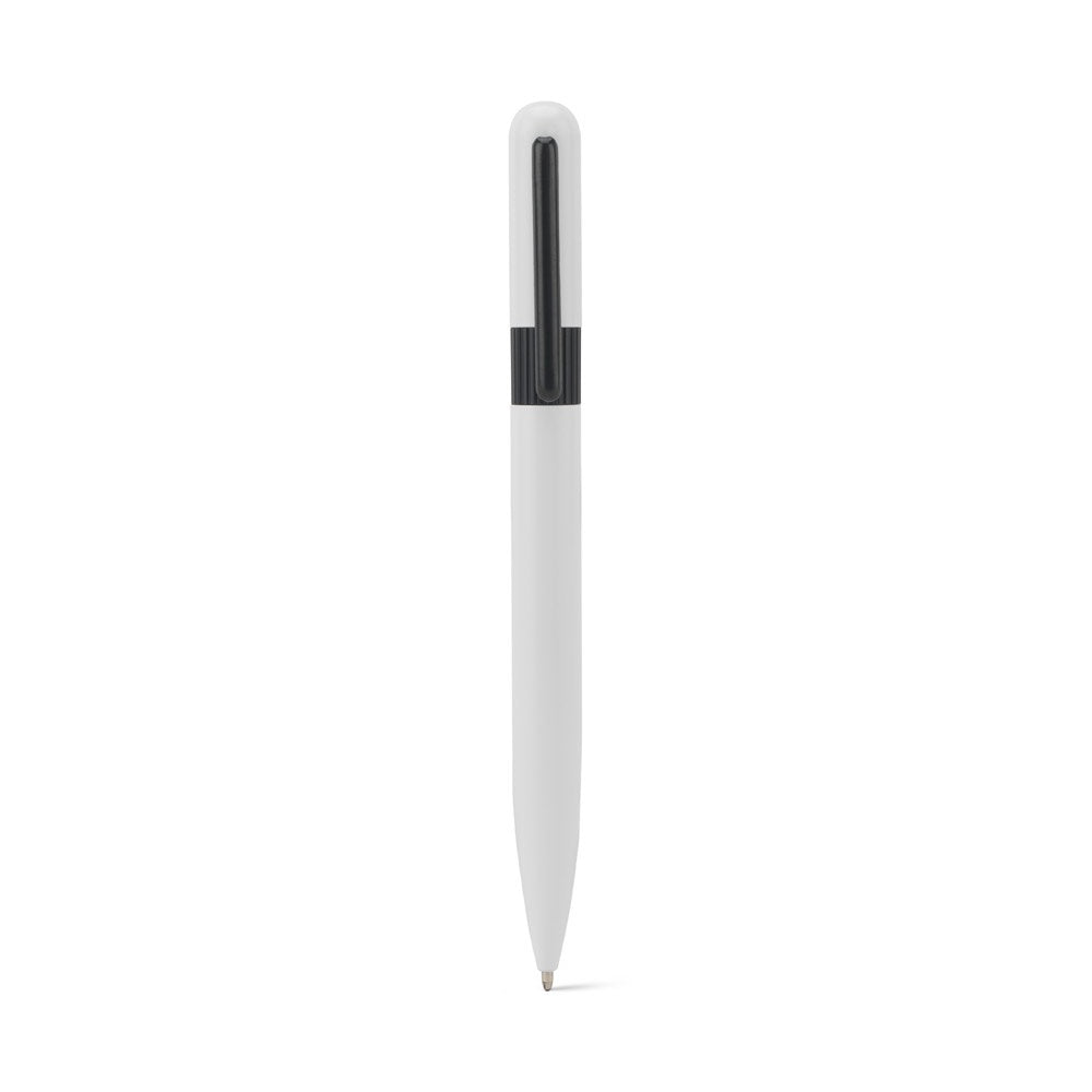 ELSIE ROUND promotional pen in white (detail view) with custom logo branding