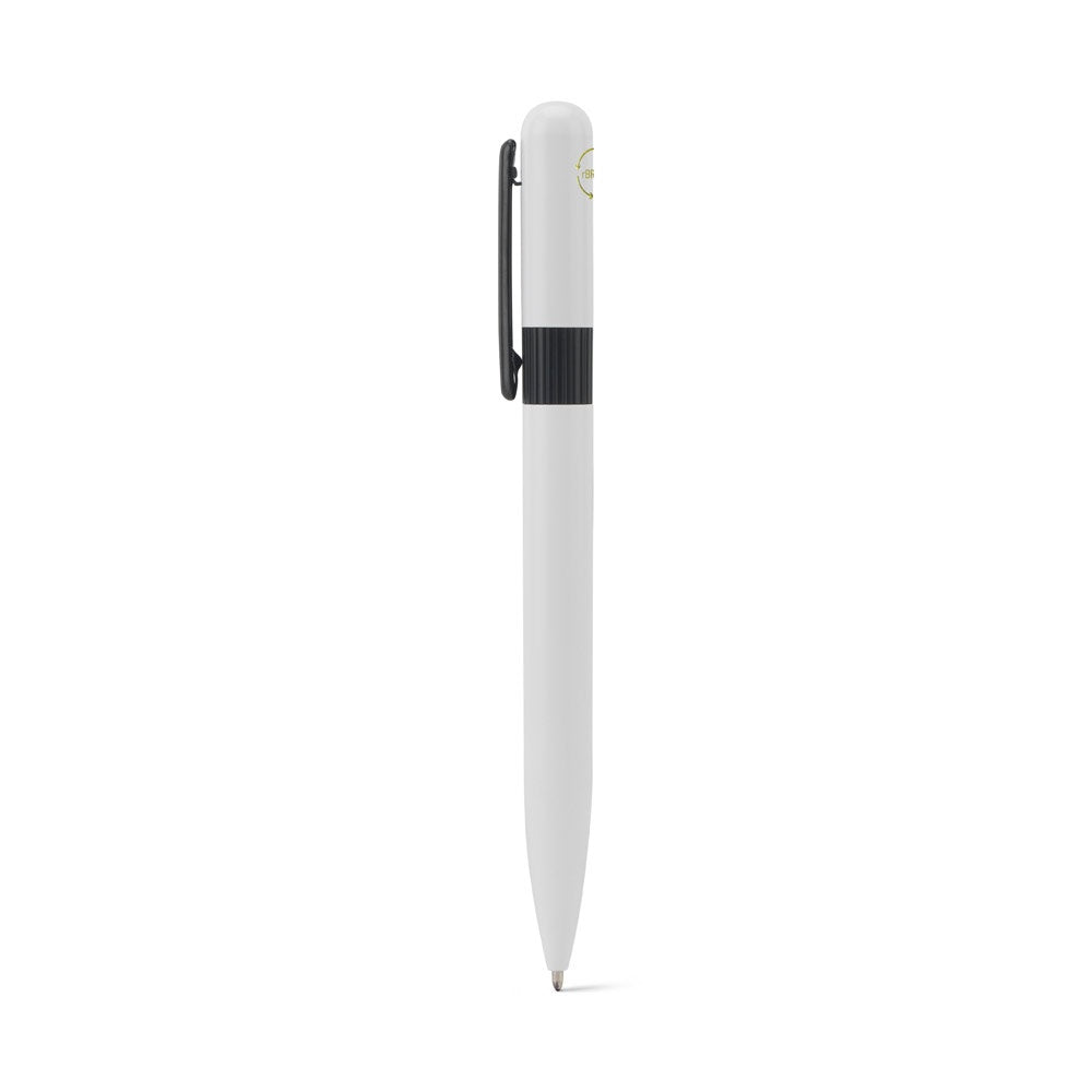ELSIE ROUND promotional pen in white (detail view) with custom logo branding