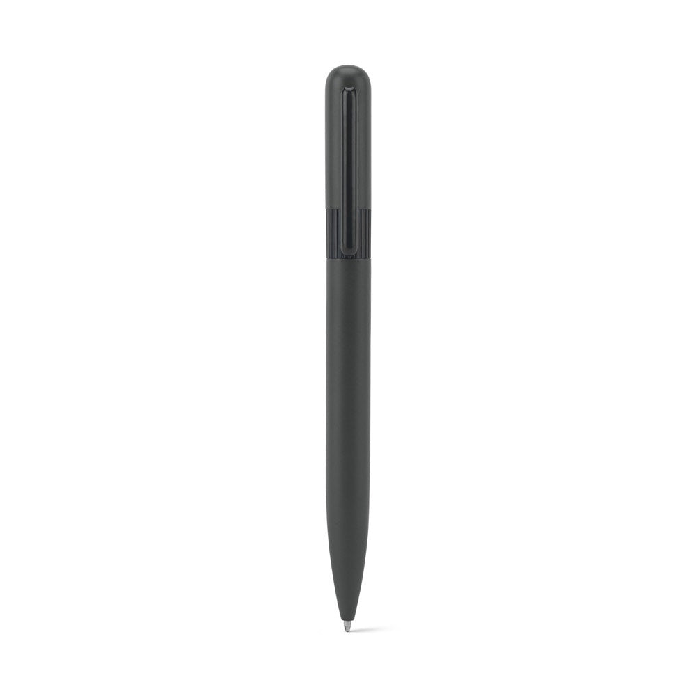 ELSIE ROUND promotional pen in gun metal (detail view) with custom logo branding