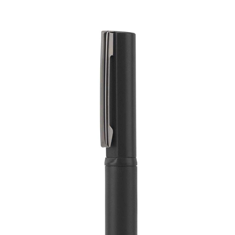 ELSIE promotional pen in black (detail view) with custom logo branding