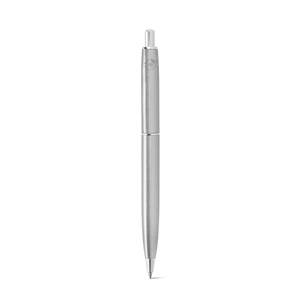 DOOLI promotional pen in silver (detail view) with custom logo branding
