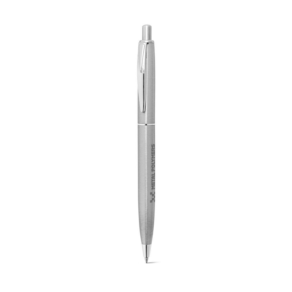 DOOLI promotional pen in silver with custom logo branding