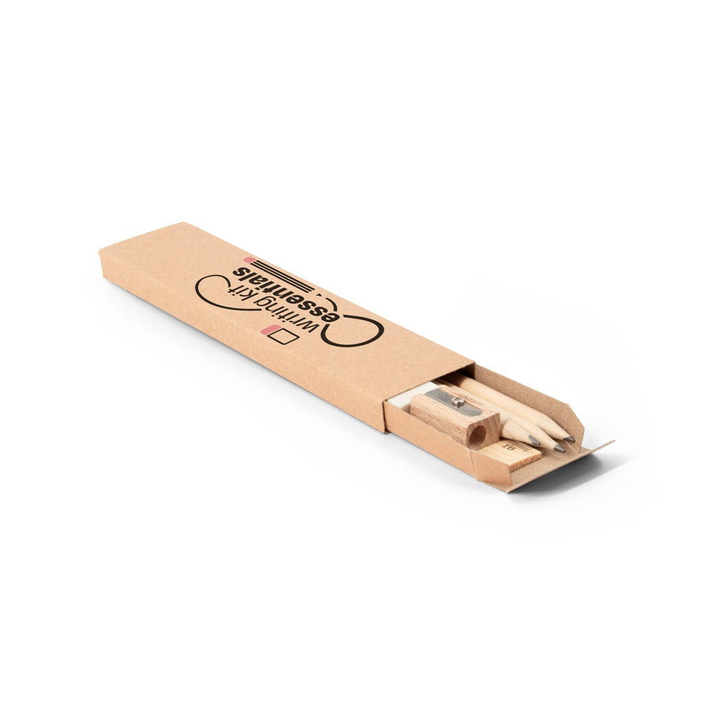 GEOFFREY promotional writing set in natural with custom logo branding