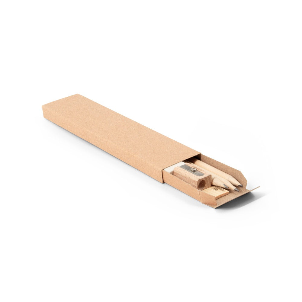 GEOFFREY promotional writing set in natural with custom logo branding