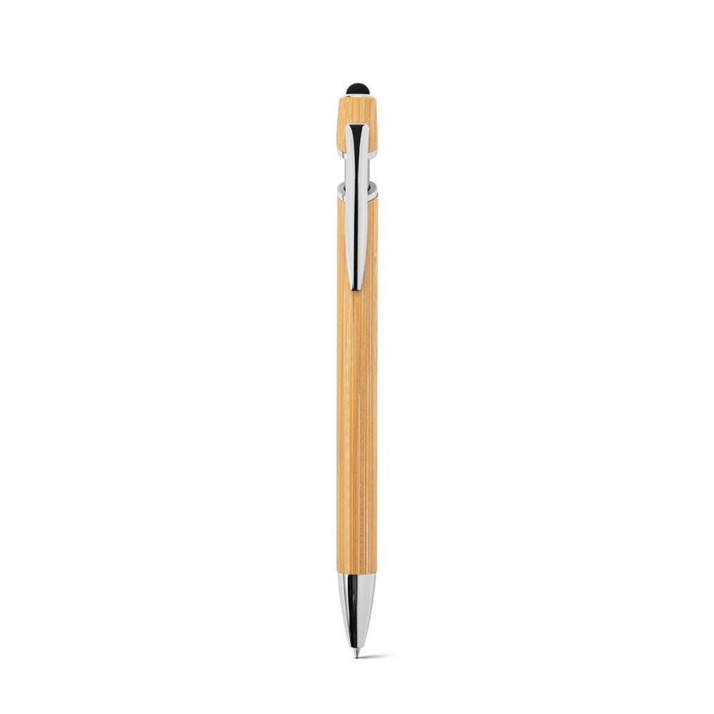 NEIL BAMBOO promotional pen in natural (detail view) with custom logo branding