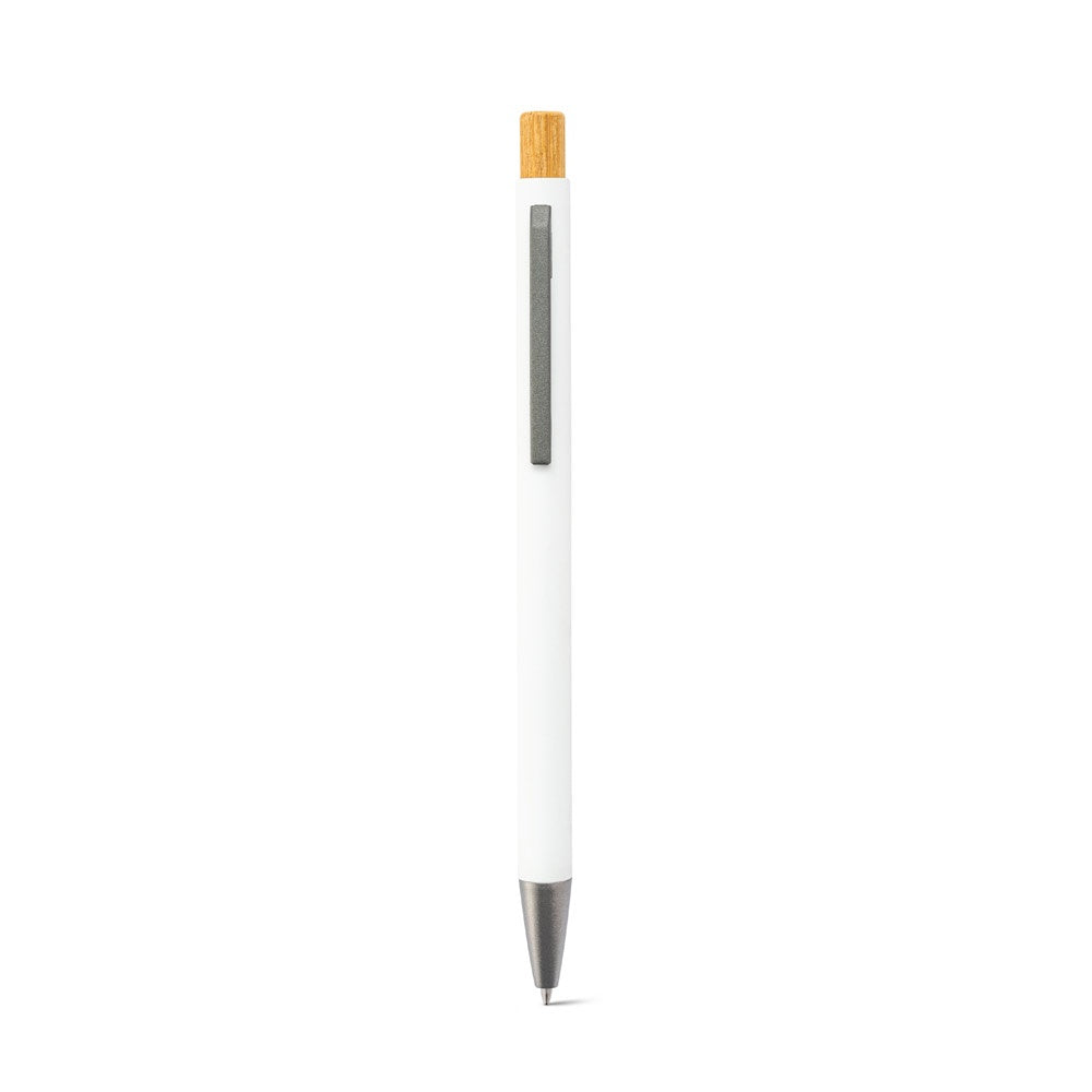 ZYLEN promotional pen in white (detail view) with custom logo branding