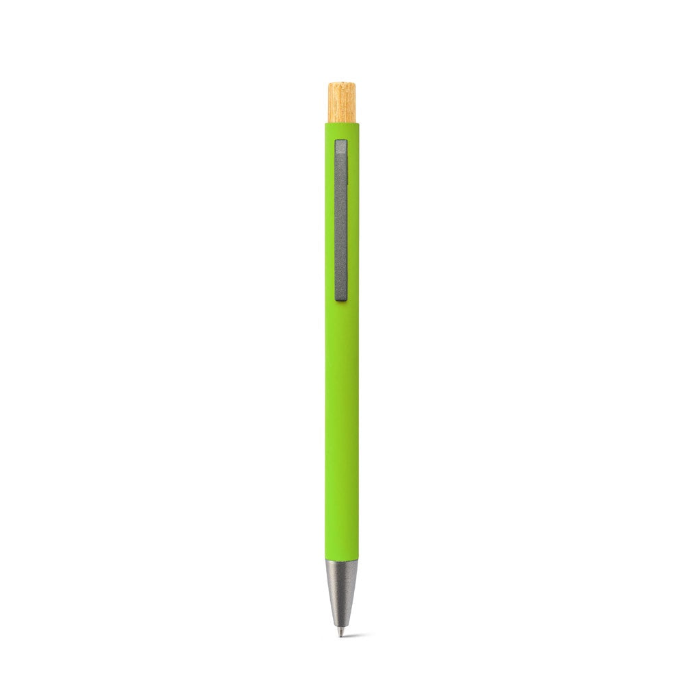 ZYLEN promotional pen in light green (detail view) with custom logo branding