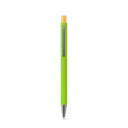 ZYLEN promotional pen in light green (detail view) with custom logo branding