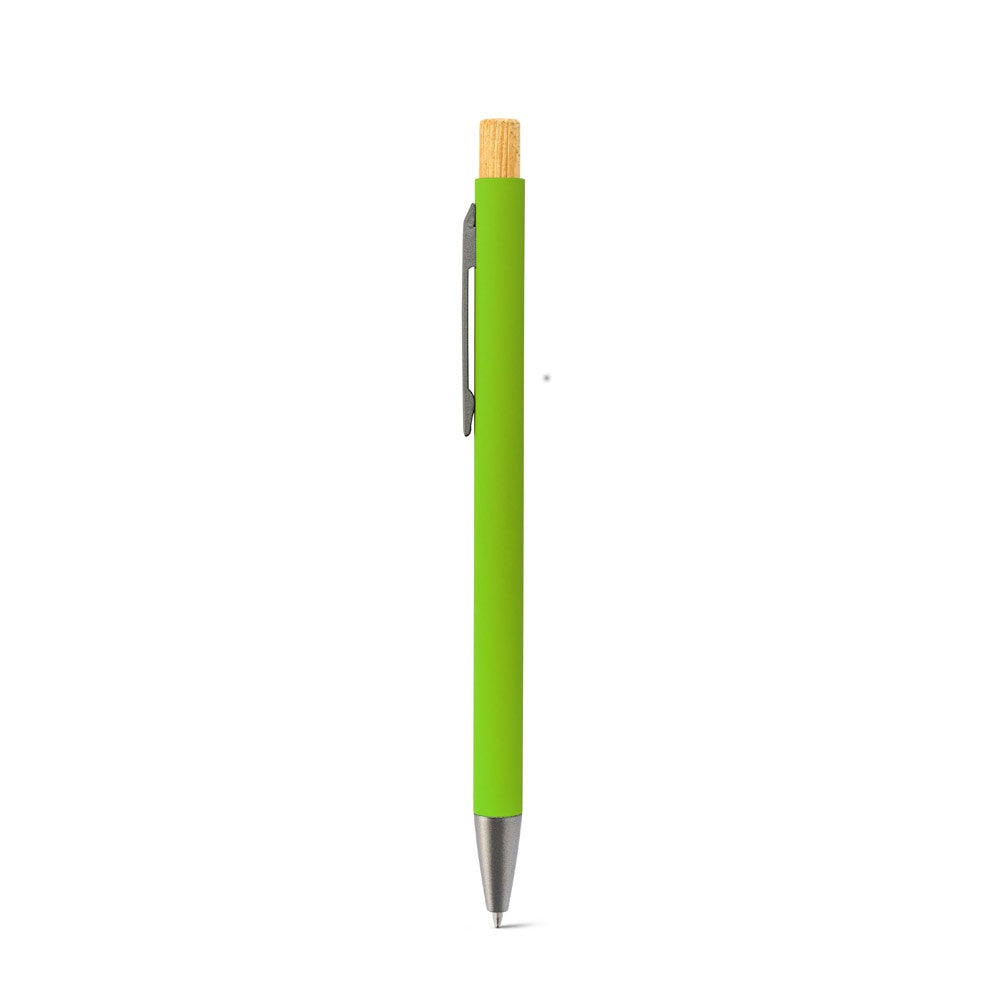 ZYLEN promotional pen in light green (detail view) with custom logo branding