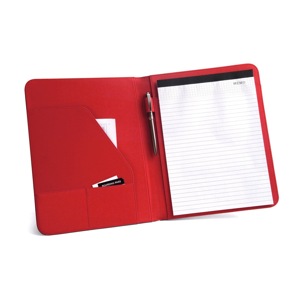 FITZGERALD promotional document folder in red (detail view) with custom logo branding