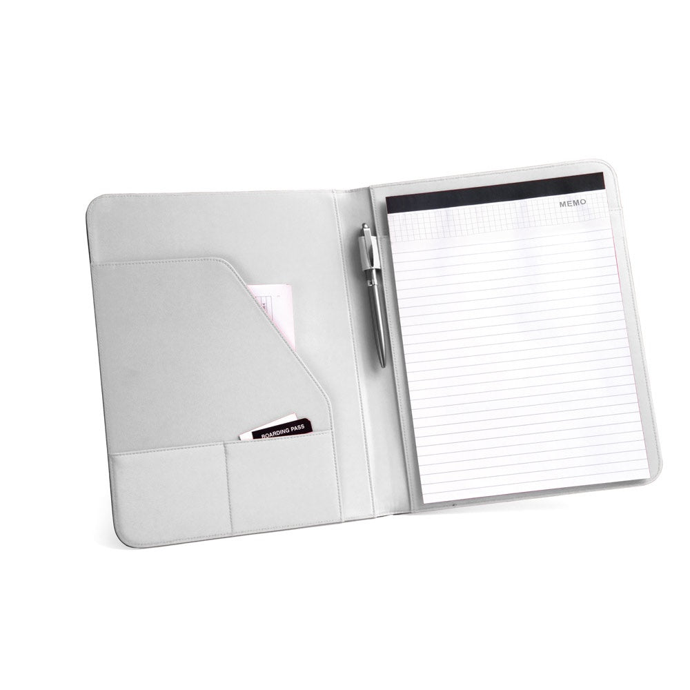 FITZGERALD promotional document folder in light grey (detail view) with custom logo branding