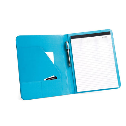 FITZGERALD promotional document folder in light blue (detail view) with custom logo branding