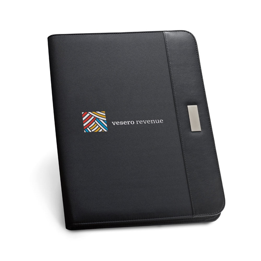 PASZO promotional document folder in black with custom logo branding