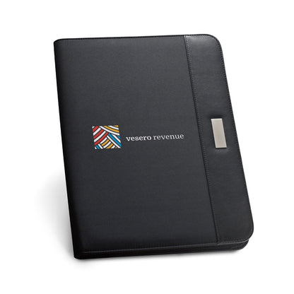 PASZO promotional document folder in black with custom logo branding