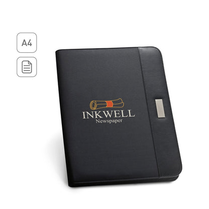 PASZO promotional document folder (complete set view) with custom logo branding