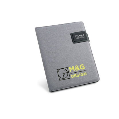 PYNCHON promotional document folder in light grey with custom logo branding