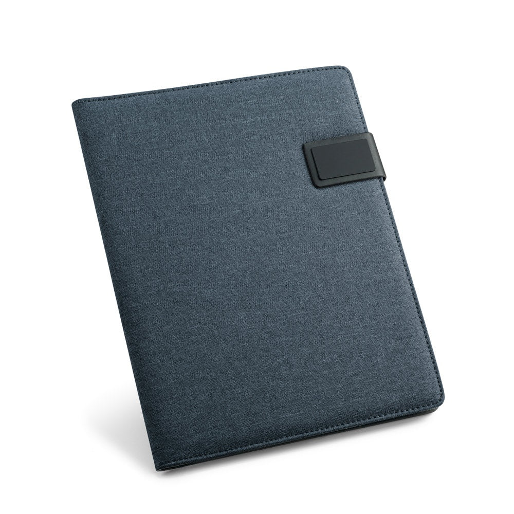 RIORDAN promotional document folder in blue with custom logo branding