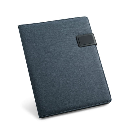RIORDAN promotional document folder in blue with custom logo branding