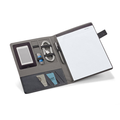 RIORDAN promotional document folder in light grey (detail view) with custom logo branding