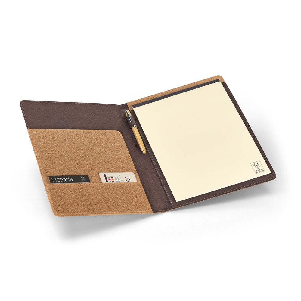 SERPA promotional document folder in natural (detail view) with custom logo branding