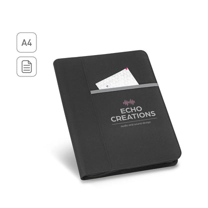 AUSTER promotional document folder (complete set view) with custom logo branding