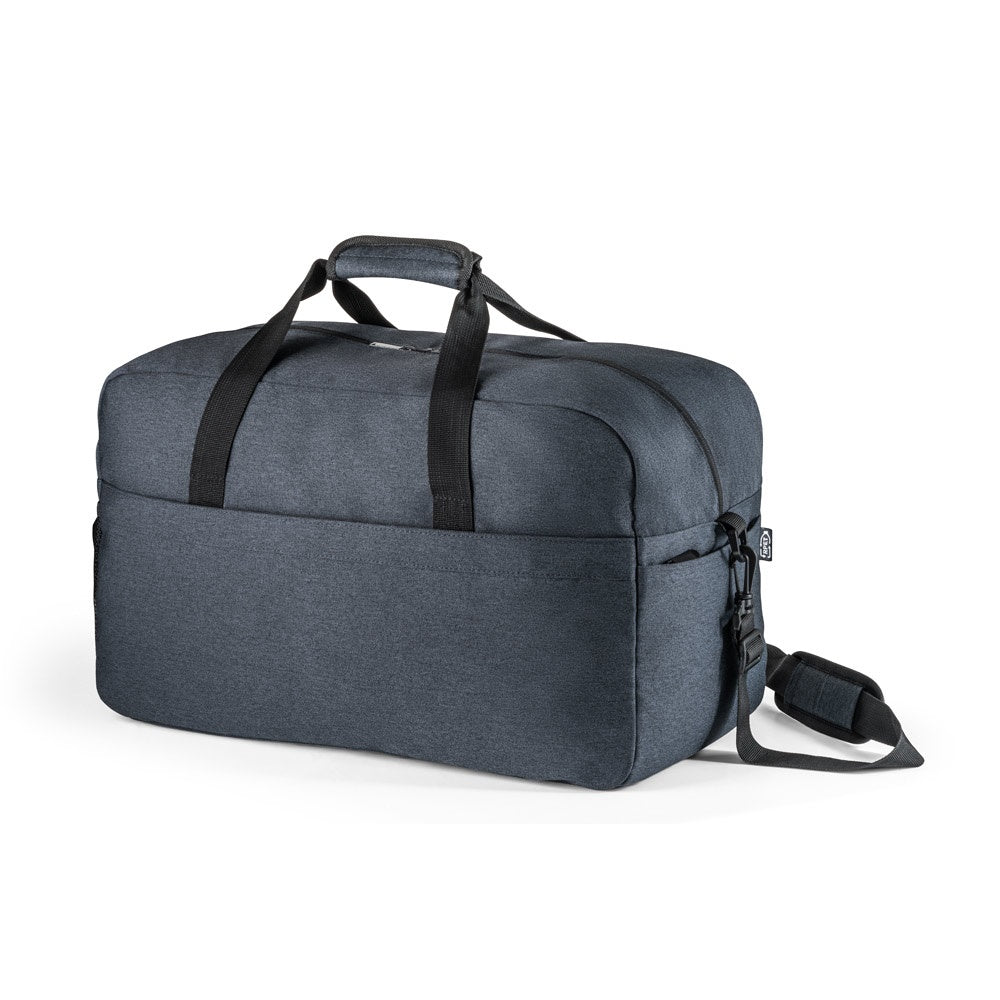 REPURPOSE SPORTS promotional sports bag in blue (detail view) with custom logo branding