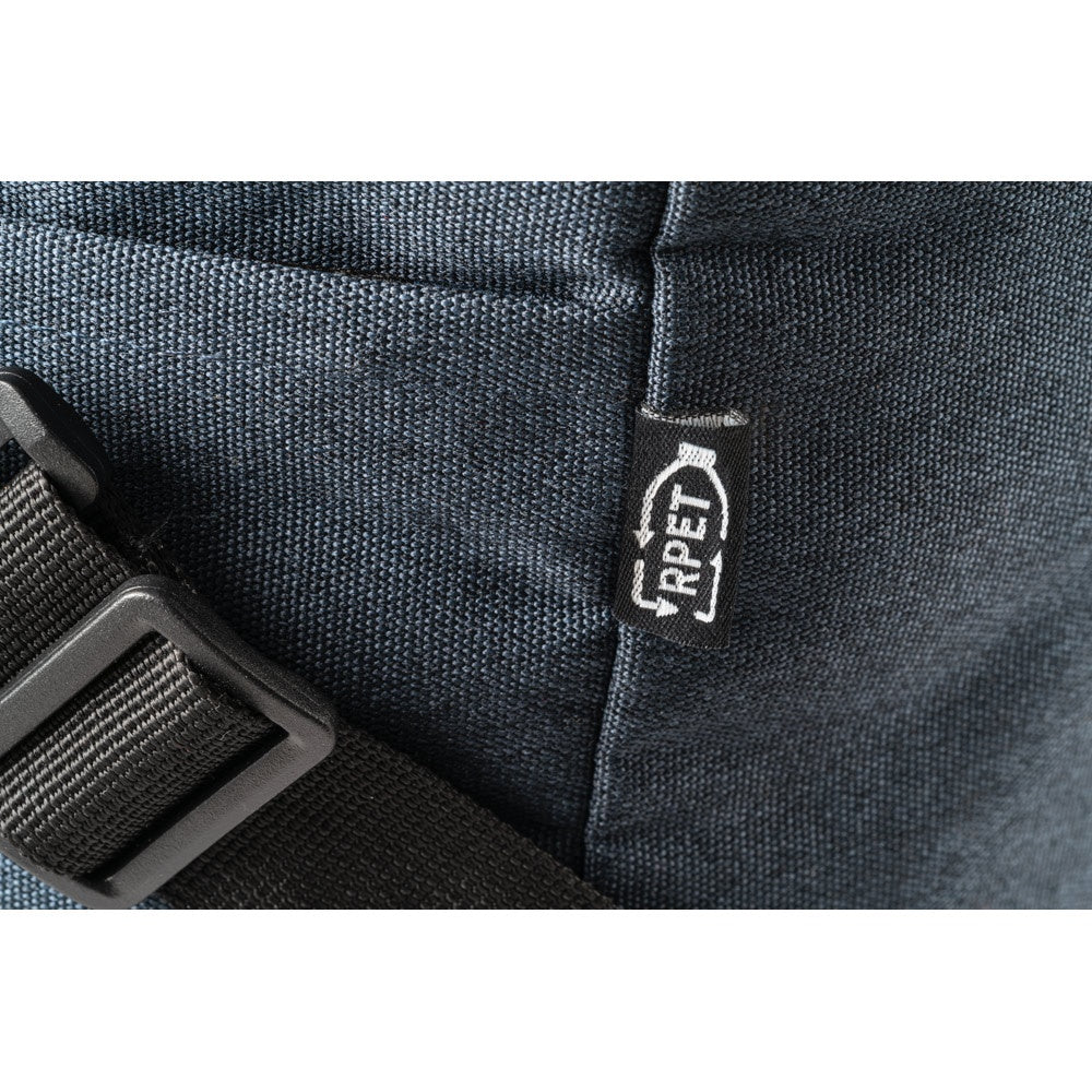 REPURPOSE SPORTS promotional sports bag in blue (detail view) with custom logo branding