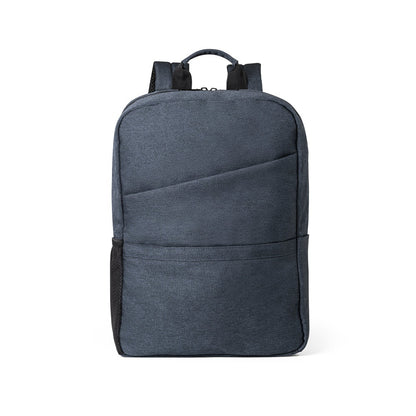 REPURPOSE BACKPACK promotional laptop bag in blue (detail view) with custom logo branding