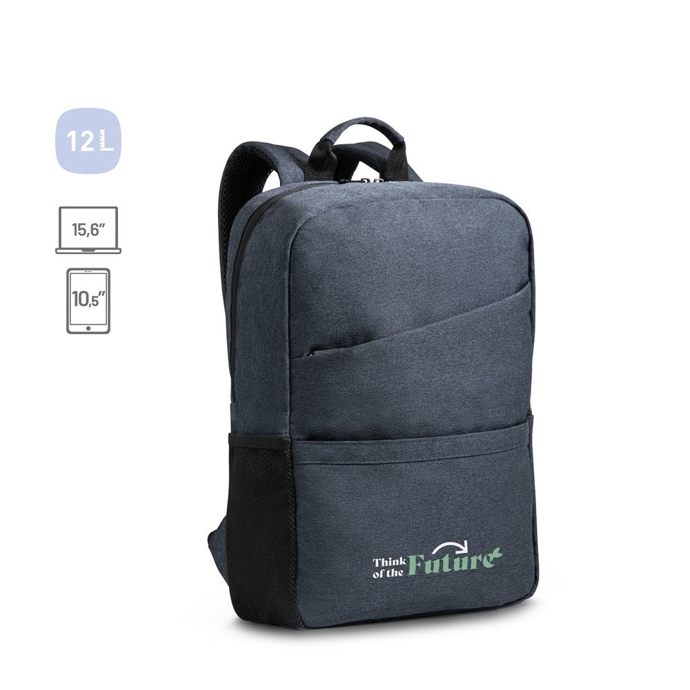 REPURPOSE BACKPACK promotional laptop bag (complete set view) with custom logo branding