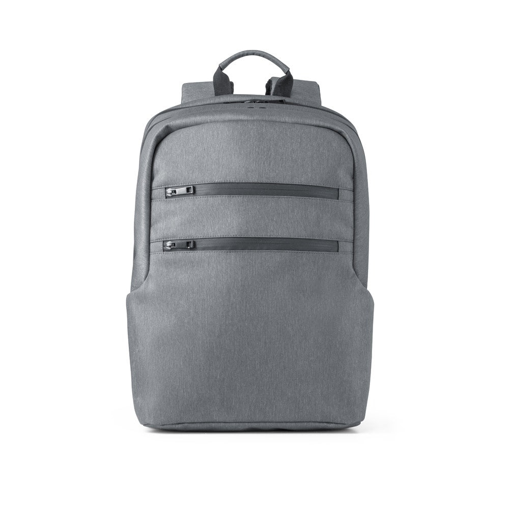 BROOKLYN promotional laptop bag in light grey (detail view) with custom logo branding