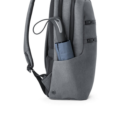 BROOKLYN promotional laptop bag in light grey (detail view) with custom logo branding