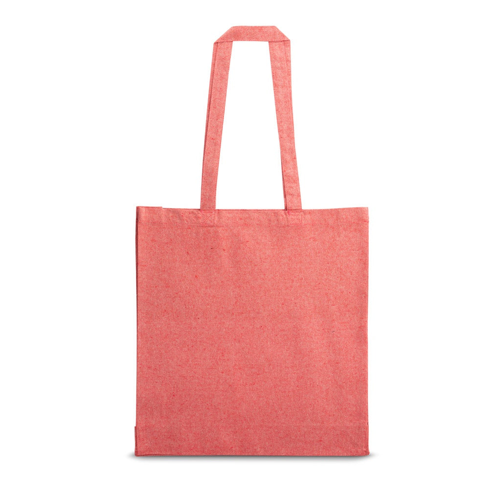 MARACAY promotional tote bag in red (detail view) with custom logo branding