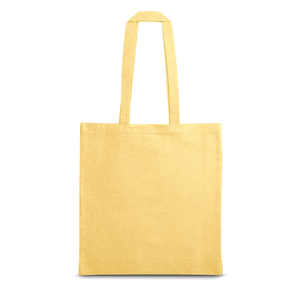 MARACAY promotional tote bag in yellow (detail view) with custom logo branding