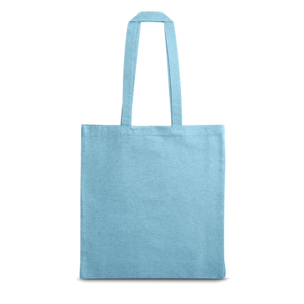 MARACAY promotional tote bag in light blue (detail view) with custom logo branding