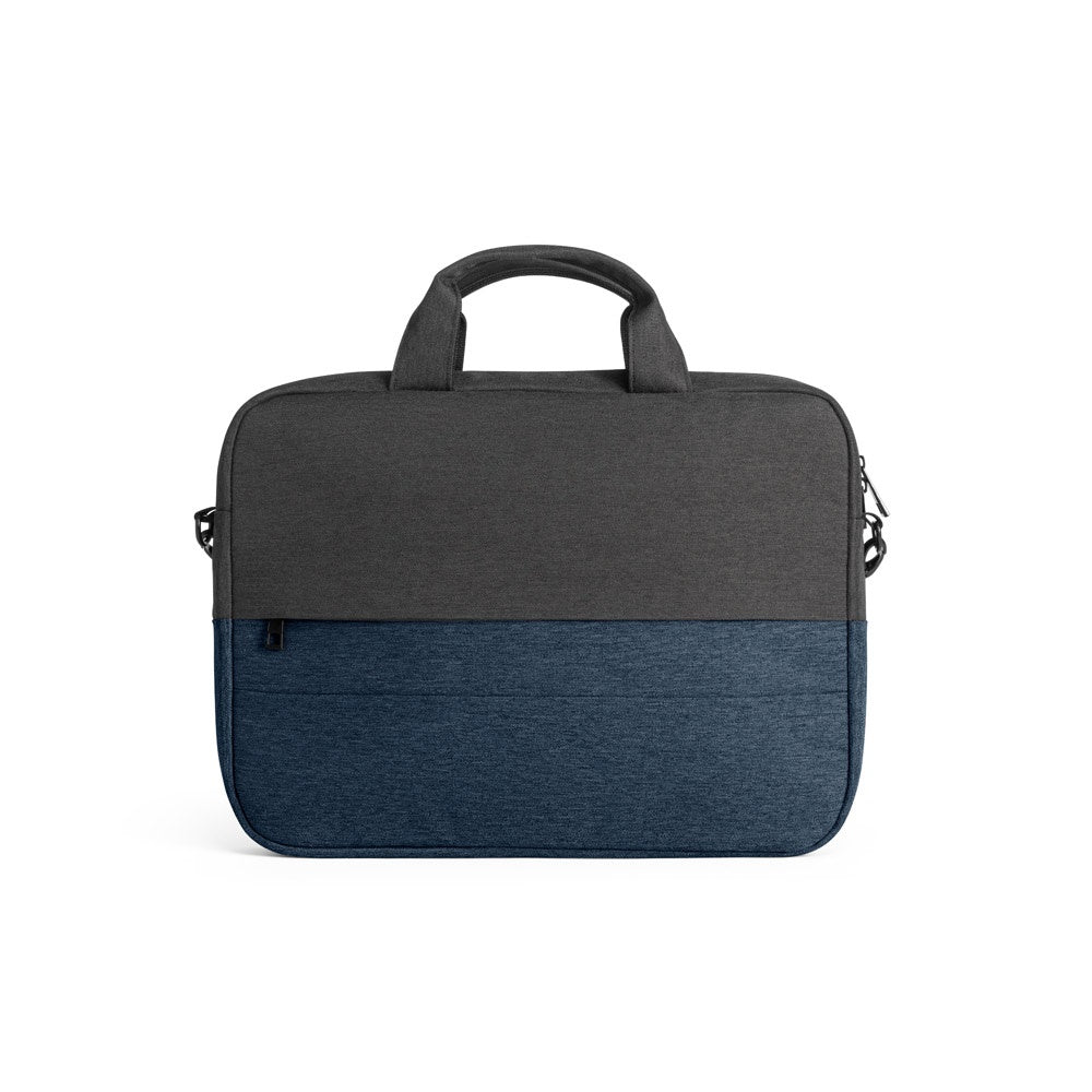 GENOA promotional laptop bag in blue (detail view) with custom logo branding