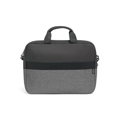 GENOA promotional laptop bag in grey (detail view) with custom logo branding