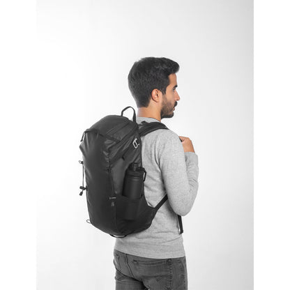 ALASCA promotional backpack in black with custom logo branding