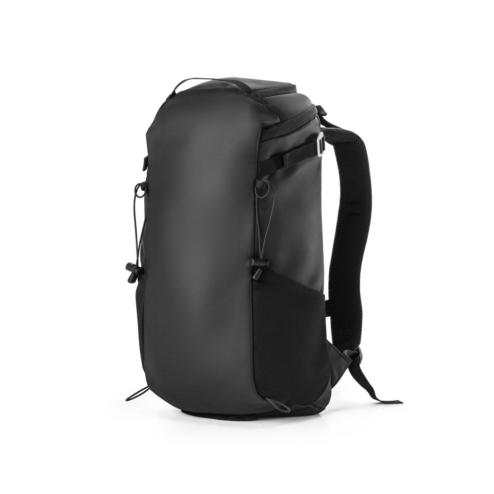 ALASCA promotional backpack in black with custom logo branding
