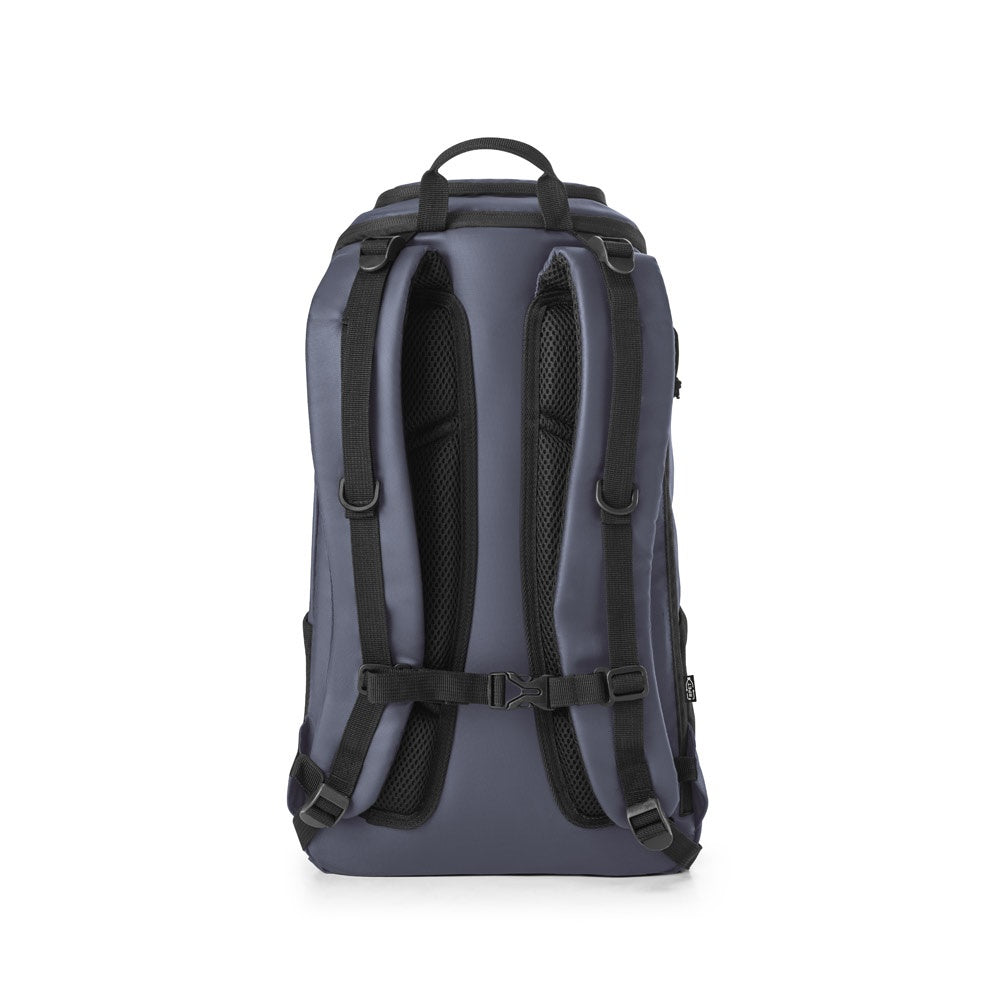ALASCA promotional backpack in blue (detail view) with custom logo branding