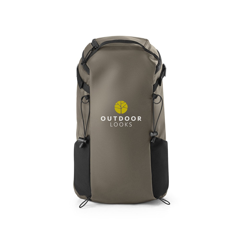 ALASCA promotional backpack in dark green with custom logo branding