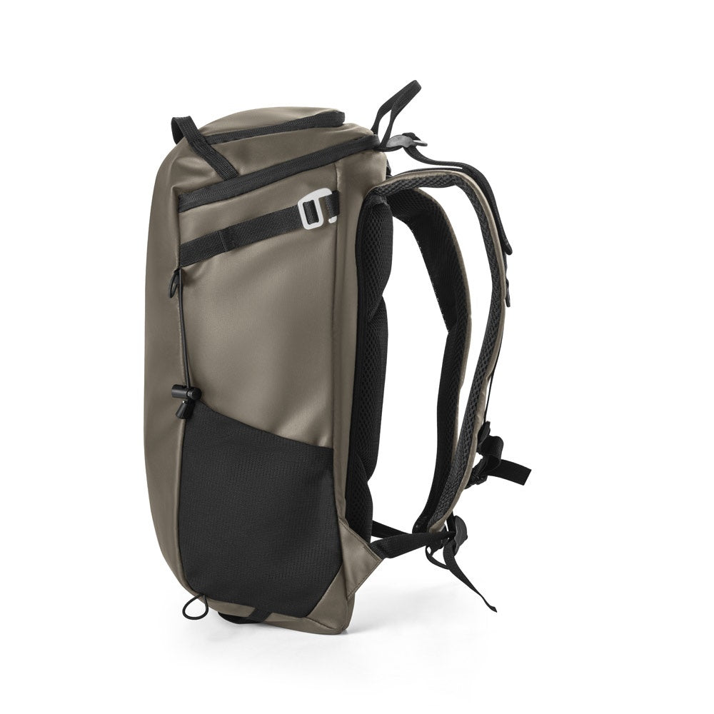 ALASCA promotional backpack in dark green (detail view) with custom logo branding